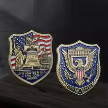 1pc 250Th Anniversary U.S. Navy Shield Shape Badge Military Challenge Coin for Collection Army Souvenir Gifts for Veterans