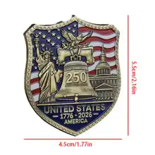 1pc 250Th Anniversary U.S. Navy Shield Shape Badge Military Challenge Coin for Collection Army Souvenir Gifts for Veterans